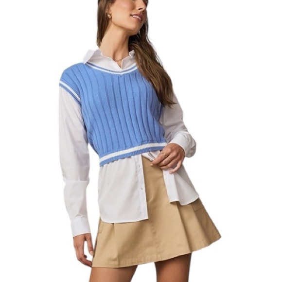Francesca's Collections Tops - FRANCESCA’S Sandra Twofer Cable Knit
Sweater Vest